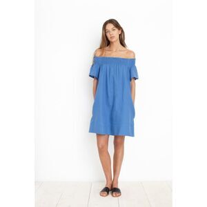 Apiece Apart Blue Smocked Neck Dress 10